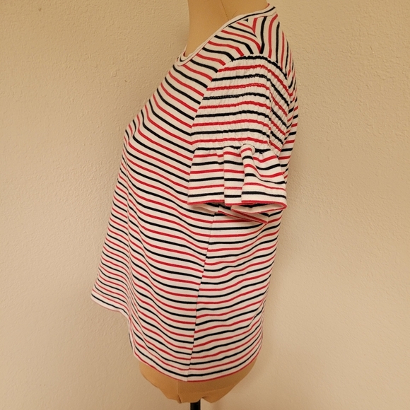 By Anthropologie Red And Blue Striped Tee - Picture 5 of 6